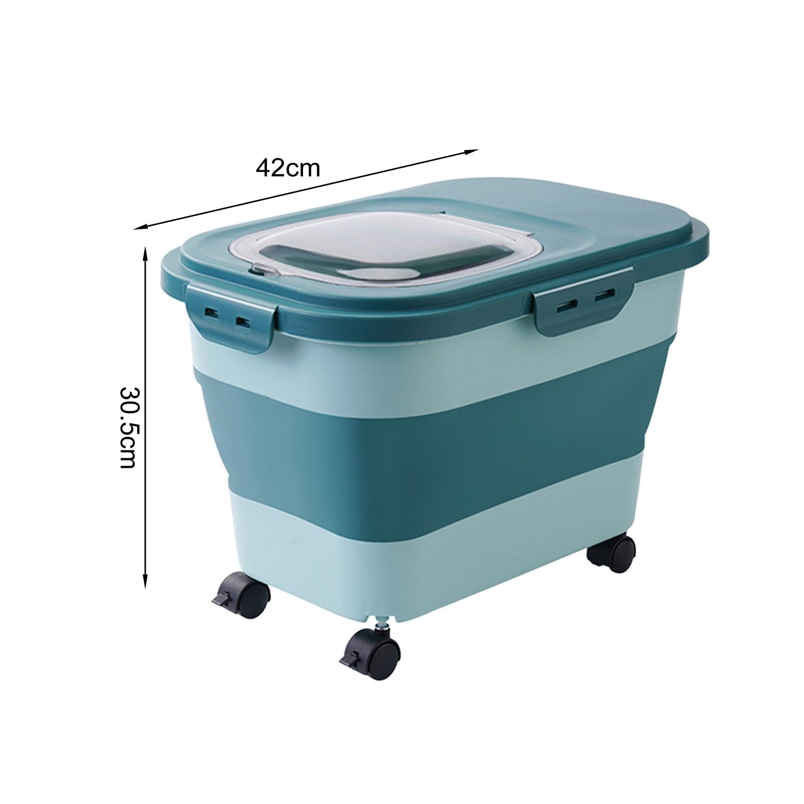Boîte à Aliments pour Chiens et Chats, Boîte à Riz à roulettes, Boîte de Cuisine avec Couvercle, Grand Récipient de Stockage pour Le Riz, pour, Vert Clair