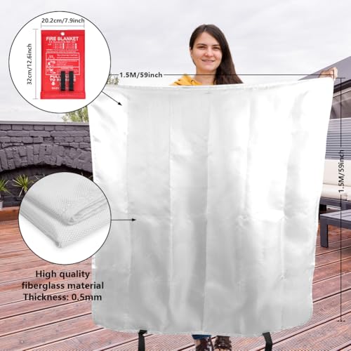 Flintronic Fire Blanket, 1.5m X 1.5m Emergency Fire Blanket for Kitchen Quick Unfolding, Fibreglass Fire Blankets with Loops - Image 4