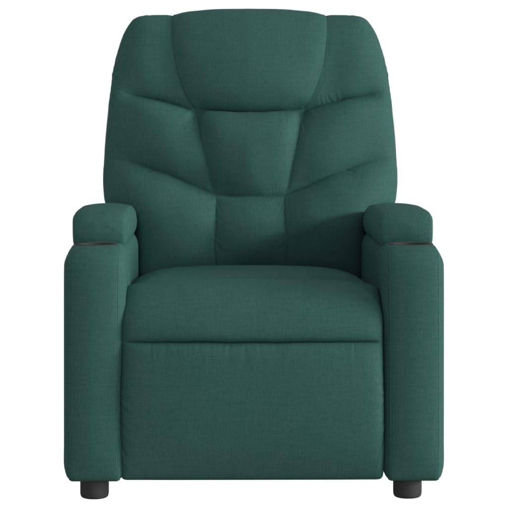 vidaXL Fotel masujący z funkcją relaksacji, ciemnozielony materiał