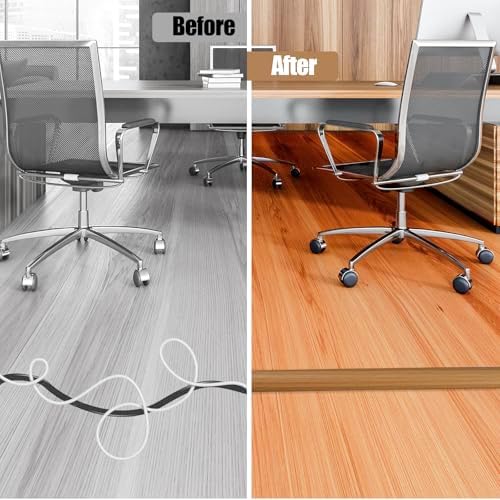 DBHXXMB-HH Floor Cord Cover Self Adhesive Cord Hider,10FT Cable Management, Extension Strip Protector for Wires, Prevent Cable Trips for Offices, Gyms, Exhibitions Cavity 0.39"(W) x 0.27"(H) BrownWood - 4