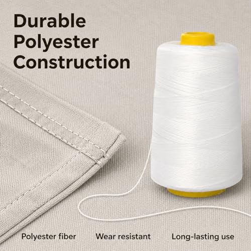 Set de 6 hilos de coser poliéster blanco 656.2 yd cada uno miniatura 3