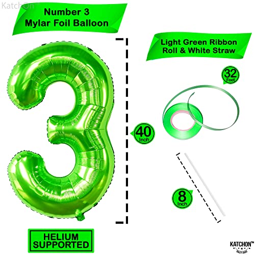 Image of KatchOn Light Green Number 3 Balloon 40 Inch
