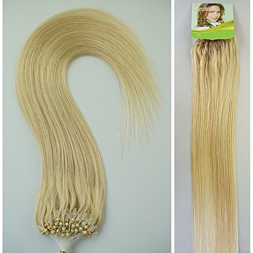 16" 40g 100s Micro Ring Loop 100% Human Hair Extensions Natural Soft Real Beauty Straight Hair Gift 100strands in one pack, (color #613 Light Blonde)