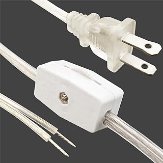 Upgrade Lamp Plug Wire, Lamp Cord, 1-Knob Switch,1-Polarity Plug, Transparent, by NADUOXRK