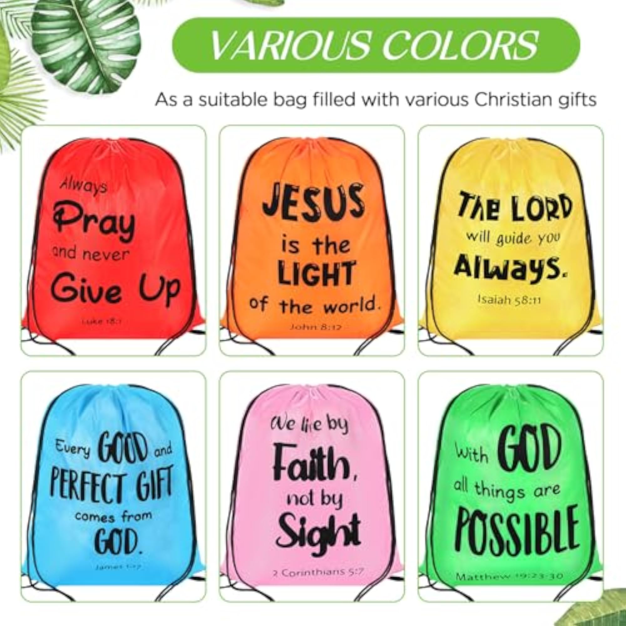 30 Pcs Christian Drawstring Backpack Bulk Gift Bags