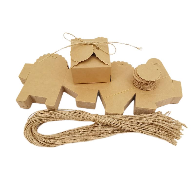 30/50/100Pcs Kraft Paper Christmas Wedding Candy Box Bomboniera Scatole per imballaggio Regalo con Corda Baby Shower Decorazione per Feste di Compleanno