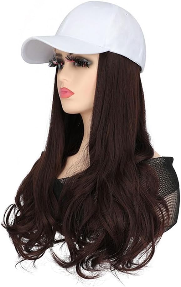 Wig Cap Hat Wig Fashion Breathable Peaked Cap Long Curly Wig Ladies Fashion Wig Cap Ladies Synthetic Wig Hair Extension Cap(C)