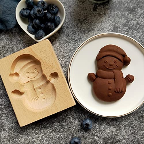 Moldes Galletas Navidad Cortador Galletas de Madera, JRISBO Formas 3D Hecho de Madera Maciza Natural Seguro para Niños, Cortadores Moldes para Galletas Christmas Cookie Cutter