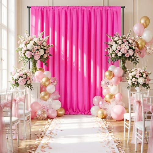 Image of SoarDream Polyester Fuchsia Backdrop Curtains - 5ft x 10ft 4 Panels Stunning Backdrop for Weddings Parties Photography Fun Modern Style