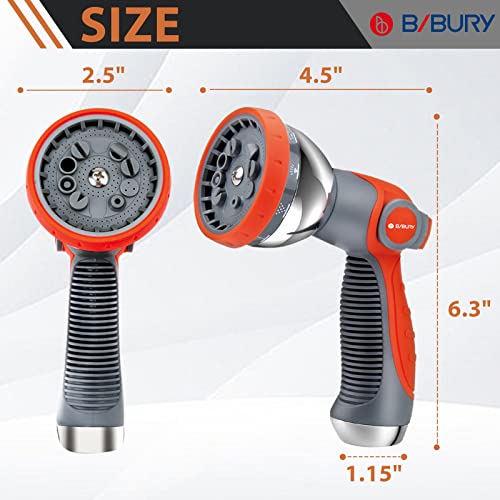 Water Hose Nozzle Sprayer, Bibury Hand Sprayer With 10 Spray Patterns And On Off Valve Thumb Control, High Pressure Garden Hose Spray Nozzle For Watering Plants, Cleaning, Car Wash And Showering Pets #TOP6