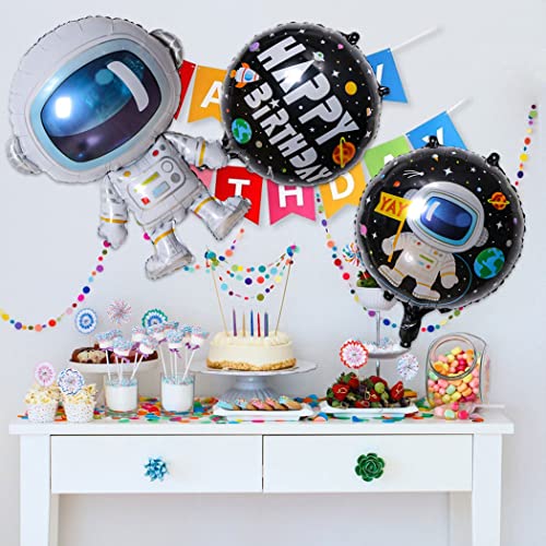 Borsgye Solar System Planet Astronaut Balloons Rocket Foil Balloons Big Mylar Number Helium Global Happy Birthday Garland Banner For Boy Kids Space Themed 3Rd Year Birthday Party Decorations #TOP1