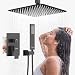 EMBATHER Black Shower System- 12 Inches Ceiling Shower Faucet Set with Square Rain Shower Head and Handheld-Shower Combo Set for Bathroom-Easy Installation- Eco-Friendly（Valve included）