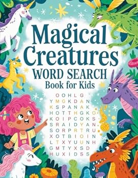 Paperback Magical creatures word search book for kids. Fun & Challenging Fantasy Themed Large Print Puzzle Book. Book