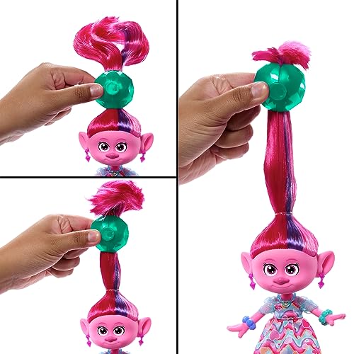 Mattel Trolls 3, Poupée Poppy Surprises 2 en 1, Avec Plus De 10 Accessoires pour Coiffures et Looks Stylés, À Collectionner, Jouet Enfant, A Partir De 3 Ans, HNF16