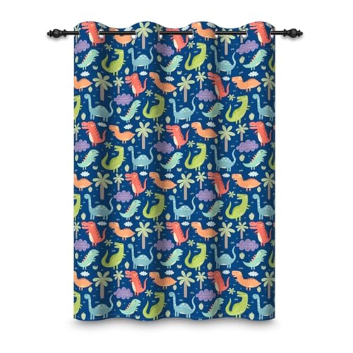 ggaimwf 107x160cm Cortina con Ojales para habitación Infantil de Dibujos Animados para niños y niñas Dinosaurio Jungla Nube Cortinas Opacas para Ventanas para bebés Sala de Juegos,1 Panel Individual