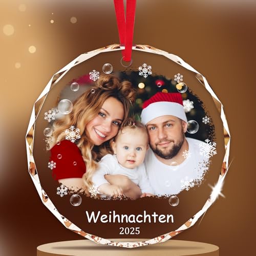 Personalisierte Weihnachtskugel mit Foto, Kristall Foto...