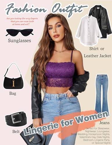 Image of Avidlove Bralettes for Women Lace Spaghetti Strap Tank Top Tube Slim Basic Camisole