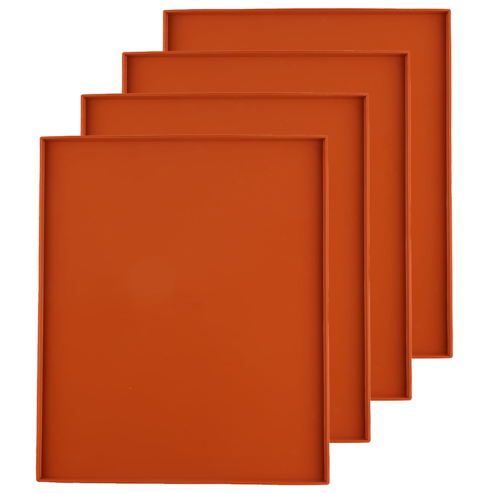 4PCS Silicone Dehydrator Trays with Edge (12" x 10"),Silicone Sheets Compatible with Cosori CP267-FD, Nonstick Silicone Dehydrator Mats Reusable for Fruits Meat Vegetables Herbs (Brown)