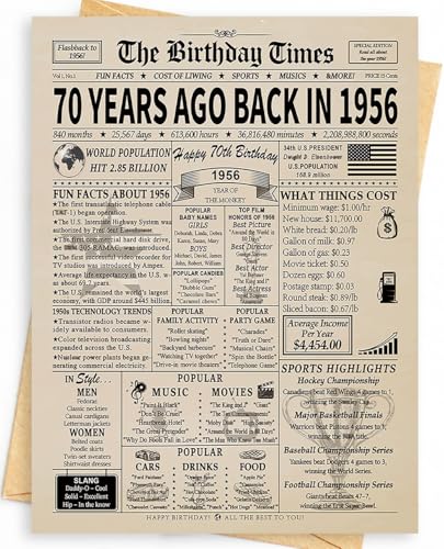Happy 70th Birthday Card Gifts Decorations for Women Men Her Him Anyone | Funny Happy Unique 70 Year Old Gifts Ideas | Back In 1956