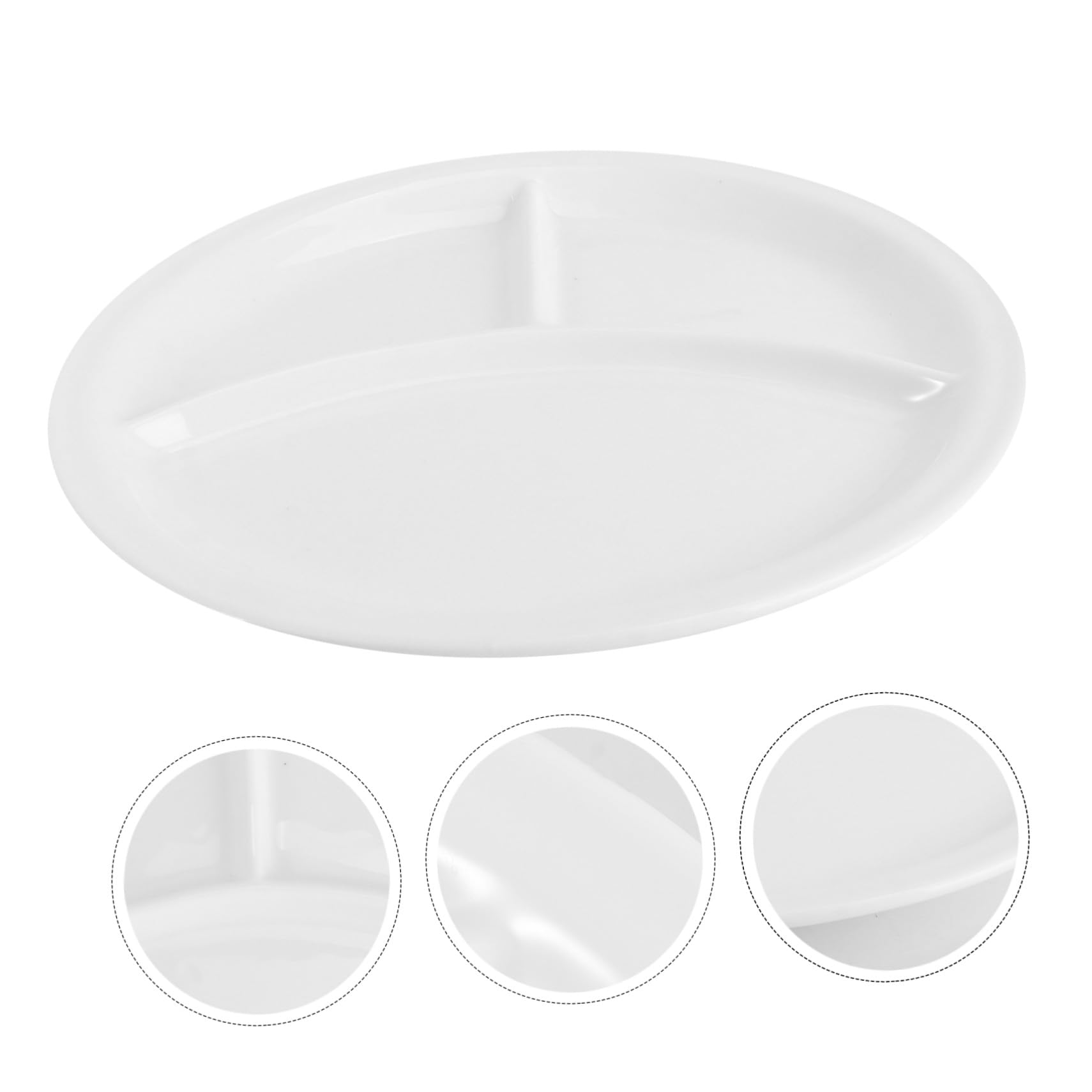 Assiette de Petit-déjeuner en Céramique Blanche Trois Compartiments, Bord Lisse, Assiette Ronde Simple pour Magasin de Meubles ou Salon de Thé Style Aléatoire