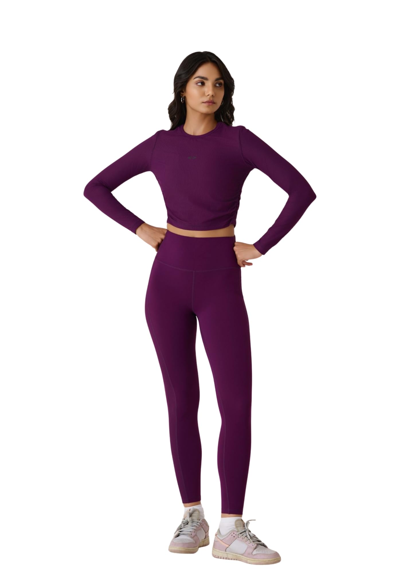 strch Women's PlayCore Ribbed Crop T-Shirt | Slim Fit Round Neck Activewear Top | Full Sleeve Stretch Gym T-Shirt for Yoga, Running, Training & Athleisure-picture-25