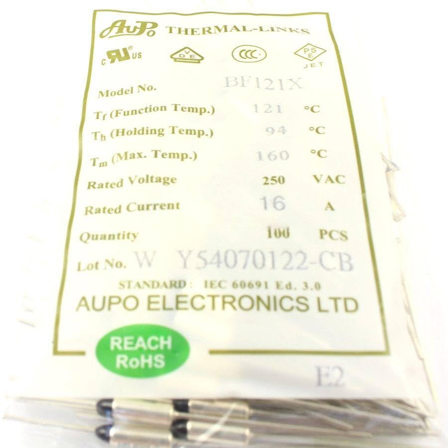 Generic 10Pcs Thermal Fuse Cutoff TF 121 Degree 250V 16A BF121X