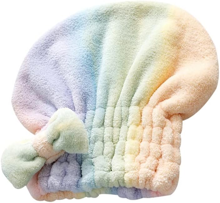 Hair Towel with Bowknot Shower Cap Bath Accessories for Women Coral Velvet