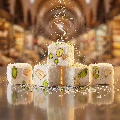 HazerBaba Coconut Dusted Turkish Delight Candy with Nuts, 16oz (Pack of 1) - image 4