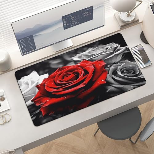 Tapete para escritorio con rosas negro blanco rojo miniatura 6