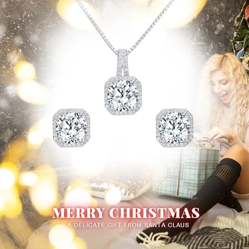 EleQueen 925 Sterling Silver Cubic Zirconia Jewelry Set for Women,Bridal Pendant Necklace Earrings Bracelet Ring Set Jewelry Gifts for Wedding Valentine's Day/Mother's Day/Christmas - Image 6