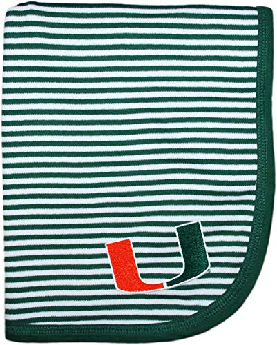 Creative Knitwear Miami Hurricanes Striped Baby and Toddler Blanket