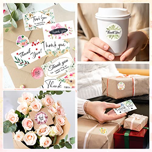360Pcs Floral Thank You for Supporting My Small Business Cards and Thank You Stickers for Online Retail Shop Package Inserts Business Owners, Motivational Stickers for Greeting Cards Envelopes - Thumbnail 6
