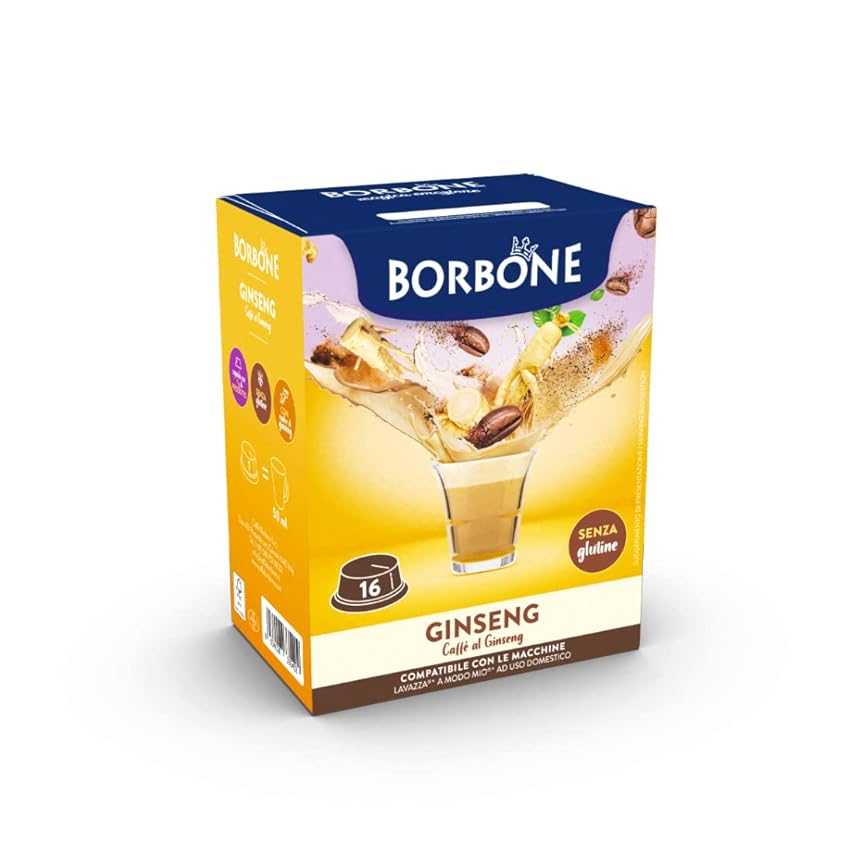 Immagine del prodotto Caffè Borbone Ginseng, Caffè al Ginseng - 96 capsule (6 confezioni da 16) - Compatibili con le Macchine ad uso domestico Lavazza