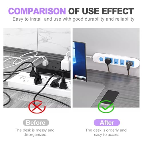 10 paquetes de soportes adhesivos para regletas eléctricas con 40 clips para cables, montaje sin taladro para gestión de cables, organizador de cables para oficina en casa miniatura 5