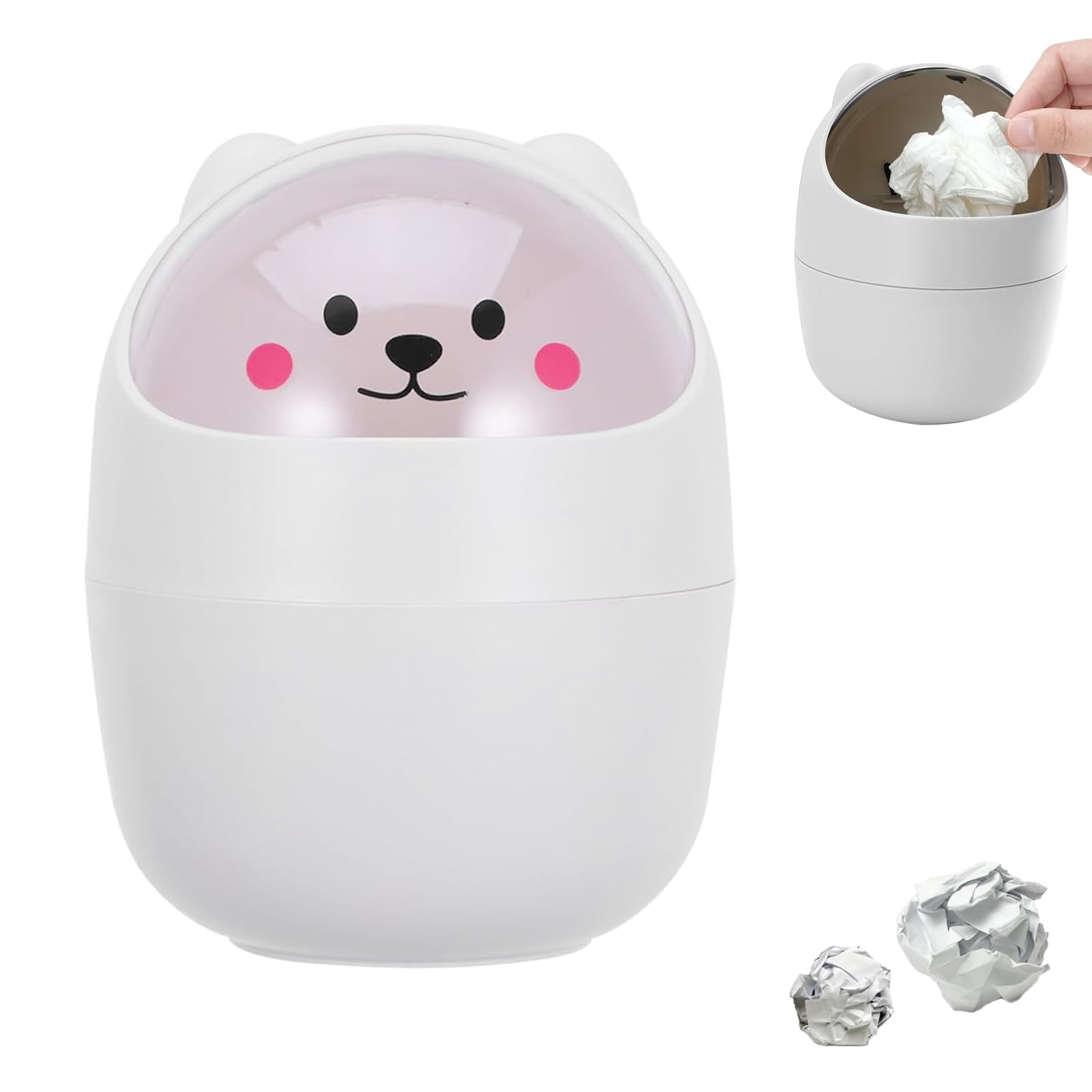 Obetuens Mini Pattumiera da Scrivania, Pattumiera Cestino a Spazzatura Cestino Simpatico Orso Moo Grande capacità per Bagno Camera da Letto Cucina Soggiorno(Piccola amarela