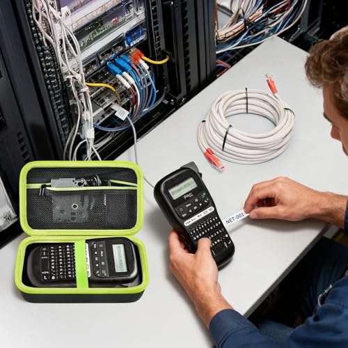 Koffer kompatibel mit Brother PT-H110 PT-E110 PTE110VP Monochrom Beschriftungsgerät, Schutzhülle und Tragetasche für P-Touch-Etikettendrucker, Etikettenbänder und Zubehör – Schwarz (nur Koffer)