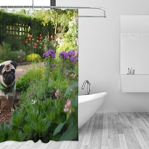 Rideau de douche moderne en polyester imprimé imperméable pour baignoire TOMPPY - 4