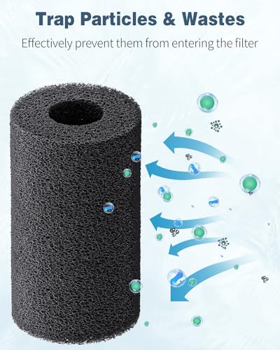 Image of Pawfly 6 Pack Pre-Filter Sponge, Aquarium Filter Sponge 1 inch Intake Sponge Foam Roll for Small Fish Shrimp Fry Fish Tank Covers Accessories