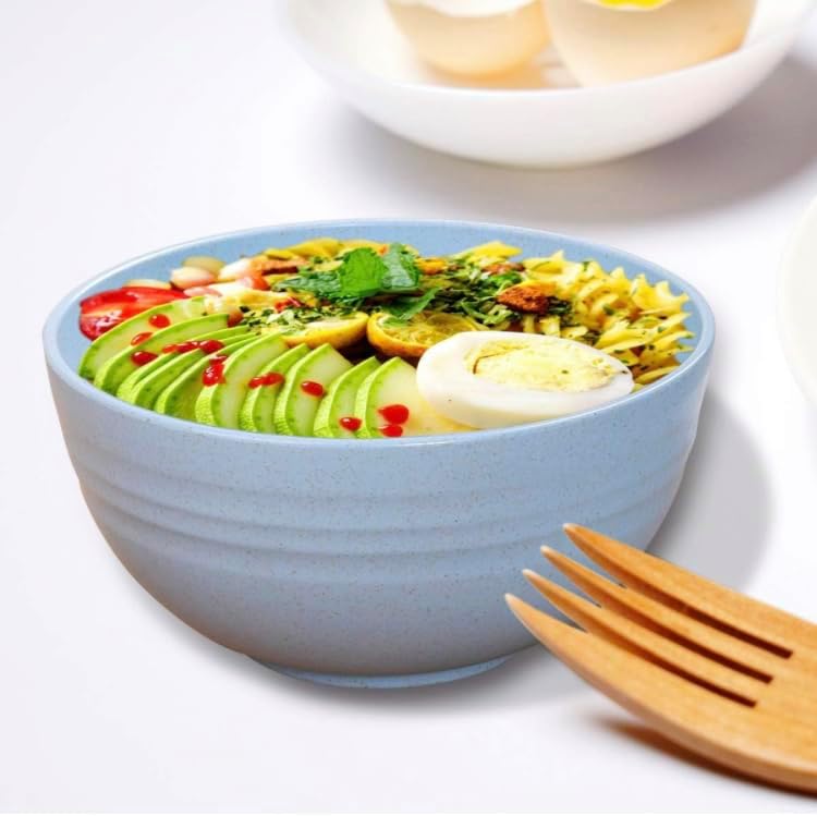 Miniatura 4 de Tazones de paja de trigo para cenapostreensalada, cuencos ligeros para fideos, aptos para lavavajillas y microondas, juegos de 8 piezas, sin BPA,