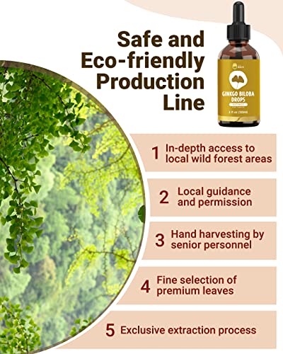 Organic Ginkgo Biloba Extract Liquid Supplements, Brain & Focus Support, 98% Absorption, Vegan, Non-GMO, Alcohol & Gluten Free - 4 Fl Oz — view 4