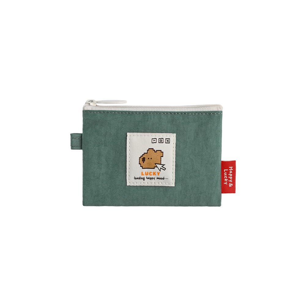 Monolike Happy and Lucky Card Case, Mint - Small Nylon Pouch, Portable Keychain Coin Purse, Waterproof Card Sleeve, Compact Daily Organizer Case
