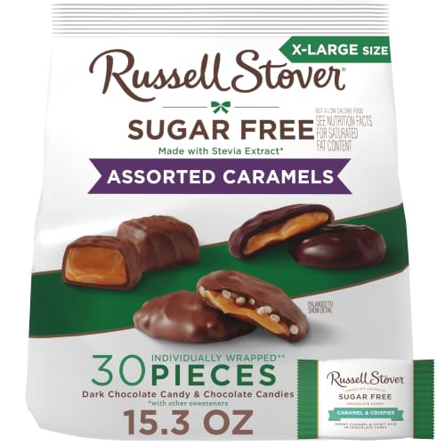 RUSSELL STOVER Sugar Free Assorted Caramel Chocolate Candy, 15.3 oz. bag