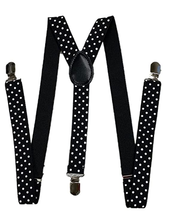 accery Adjustable Elastic Y Back Style Suspenders for Men and Women (Polka Black)-picture-44
