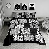 Wildlife Animal Fur Print Bedding Set for Boys Girls,Leopard Cheetah Zebra Skin All Season Comforter Set Full Size,3D Geometric Patchwork Morden Duvet Set Bedroom Decor,Personalized Birthday Gifts