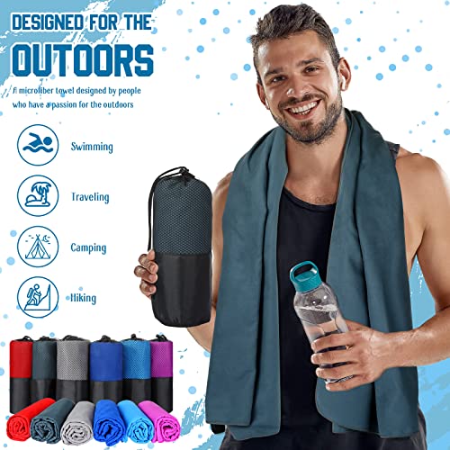 Mixweer Microfiber Travel Towel 30 X 60 Inch Microfiber Beach Towel Bulk Quick Dry Towel Absorbent Gym Towel Workout Sweat Towel For Camping Backpacking Hiking Sports Yoga Bath(Stylish Colors, 6 Pcs) #TOP2