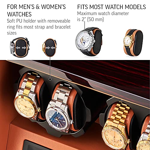 Image of 4 Watch Winder with 5 Watch Storage Space, LCD Display, Touch Control and Interior Light