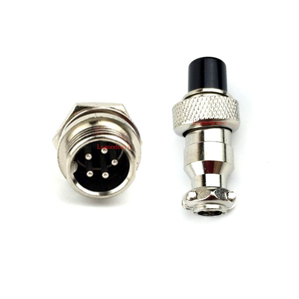 Lsgoodcare GX12-5 Pin Metal Aviation Plug Kit 5A, 10Pairs 12MM 5 Pin Aviation Connector Thread Male Female Panel Socket and 10Pcs Aviation Plugs Cap