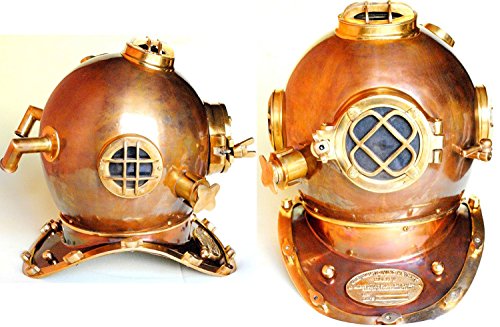 Vintage Collection Antique Nautical Brass Divers Helmet Copper Finish