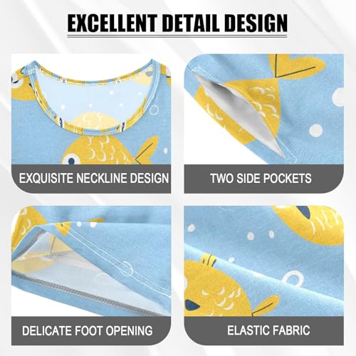 ALAZA Yellow Fish Bubble Pajamas Short Sleeve 2 Piece Sleepwear Top and Bottom Pajama Set Unisex4