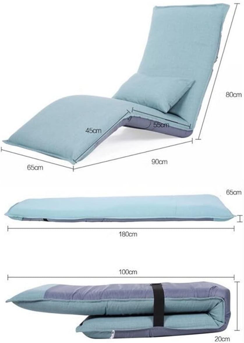 Sofa Bed Lounge Chair Living Room Furniture Floor Seating Adjustable Foldable Upholstered Folding Lounger (D 180x65cm)